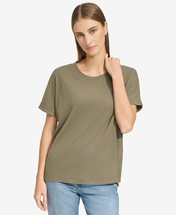 Женская футболка вафельной вязки с высоким и низким вырезом Marc New York
