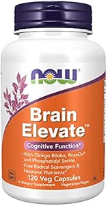 NOW Foods Supplements, Brain Elevate™, Featuring Ginkgo Biloba, RoseOx® and Phosphatidyl Serine, 60 Veg Capsules (Вегетарианские капсулы) NOW Foods