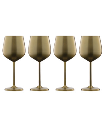 Золотые бокалы для белого вина из нержавеющей стали на 18 унций, набор из 4 шт. Cambridge