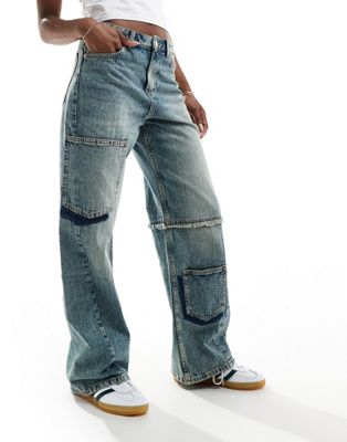 Светло-грязные мешковатые джинсы Bershka Vintage с карманами Bershka