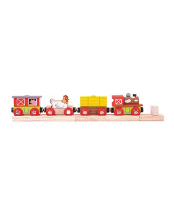 Деревянный поезд на ферме Bigjigs Toys