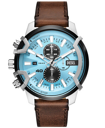 Men's Griffed Chronograph Brown Leather Watch 48mm Diesel