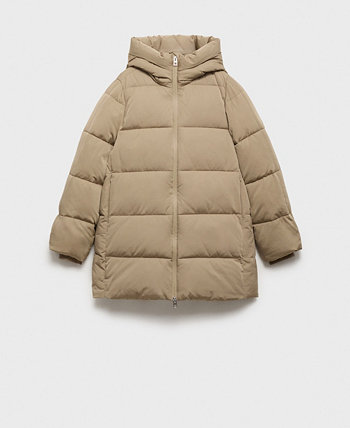 Women's Hood Quilted Coat Mango