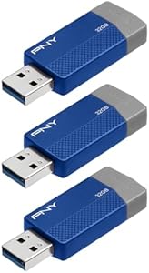 32GB PNY ODM Elite Edge USB 3.0 Flash Drive 3-Pack Black – Durable Reliable Portable Storage to Store and Transfer PNY