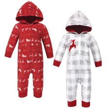 Hudson Baby Infant Fleece Jumpsuits, Coveralls, and Playsuits 2pk, Santas Sleigh Hudson Baby
