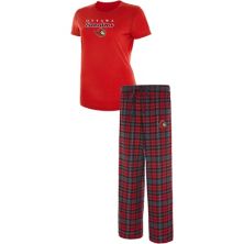 Женский спортивный комплект из футболки и брюк Ottawa Senators Lodge красного/черного цвета Concepts Sleep Sleep Set Unbranded