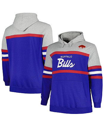 Мужской пуловер с капюшоном Heather Grey, Royal Buffalo Bills Big and Tall Head Coach Mitchell & Ness