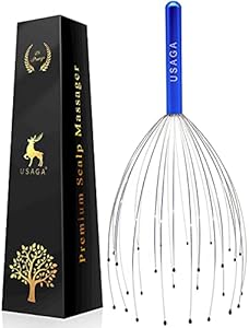 USAGA 28 Fingers Head Scratcher, Head Massager, Scalp Massager, Head Whisk Massager, Wire Massager for Head Hair Body Massage and Stress Relax (Black) USAGA