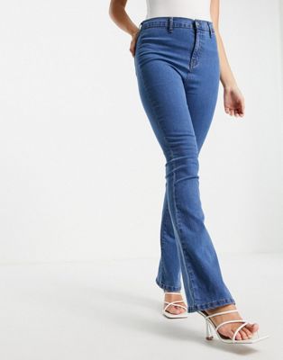 Синие расклешенные джинсы в стиле диско с высокой посадкой DTT Bianca Don't Think Twice