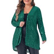 Women's Plus Size Sequin Cardigans Long Sleeve Open Front Outerwear Coat Jackets Agnes Orinda