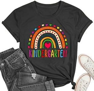 Kindergarten Teacher Shirt for Women Rainbow Teach T Shirt Teacher's Day Gift Tees WBH