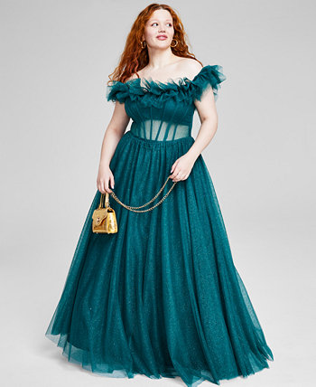 Модное тюлевое платье больших размеров с открытыми плечами, созданное для Macy's Say Yes