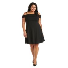 Juniors' Plus Size Morgan and Co Off-the-Shoulder Fit & Flare Dress Morgan and Co