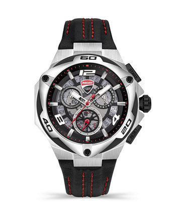 Мужские часы Motore Chronograph Collection с черным ремешком из натуральной кожи, 49 мм Ducati Corse