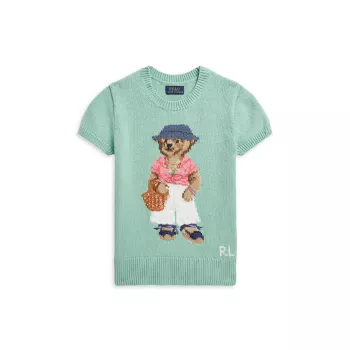 Little Girl's &amp; Girl's Polo Bear Short-Sleeve Knit Sweater Polo Ralph Lauren