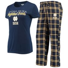 Women's Concepts Sport Navy/Gold Notre Dame Fighting Irish Lodge T-Shirt & Flannel Pants Sleep Set Unbranded