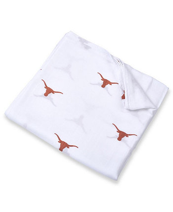 Муслиновое пеленальное одеяло с белыми техасскими лонгхорнами для мальчиков и девочек размером 47 x 47 дюймов Three Little Anchors