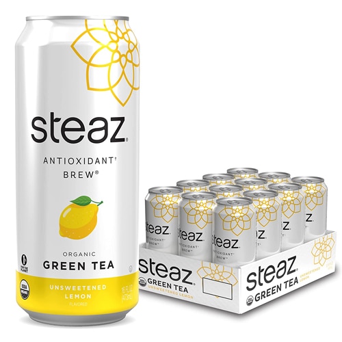Steaz Green Tea Soda Antioxidant Brew несладкий лимон - 12 банок Steaz Green Tea Soda