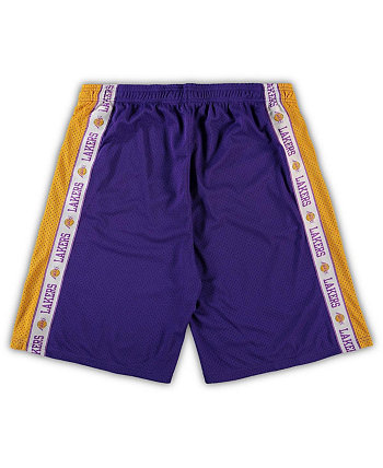 Мужские шорты из сетки Los Angeles Lakers фиолетового и золотого цвета с большой лентой Fanatics