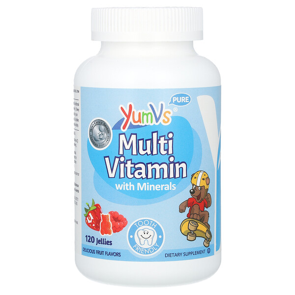 Мультивитамины с минералами, вкусный фруктовый вкус, 120 желе Yum V's