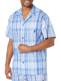 Тканый пижамный топ с короткими рукавами, окрашенный в пряже Ralph Lauren