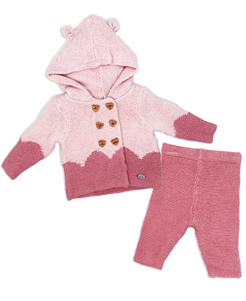 Вязаный кардиган с капюшоном и штаны для новорожденных девочек, комплект из 2 предметов Rock-A-Bye Baby Boutique
