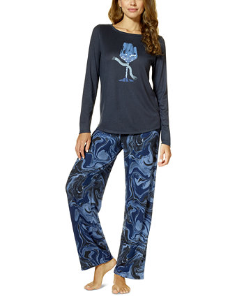 Женский комплект из футболки с длинными рукавами и пижамных брюк Bouquet Skaters HUE