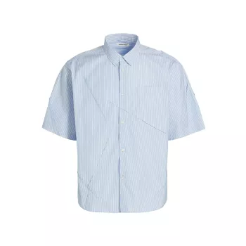 Pieced Cotton Button-Up Shirt Undercover