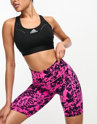 Розовые шорты-леггинсы с принтом рептилий adidas Training Adidas