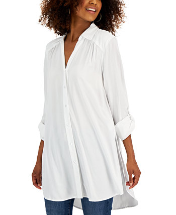Женская длинная блуза с отворотами на пуговицах, созданная для Macy's INC International Concepts