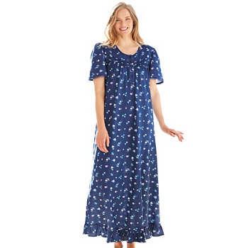 Women's Plus Size Petite Long Floral Print Cotton Gown Dreams & Co.