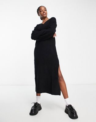 Черное платье-свитер с v-образным вырезом Weekday Ellen Weekday