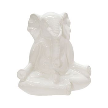 7" White Ceramic Yoga Elephant Decorative Figurine Kingston Living