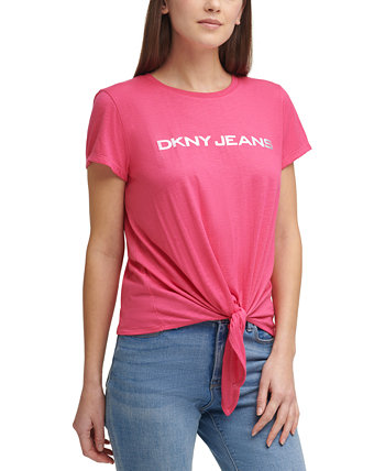Топ с завязками спереди и логотипом DKNY Jeans