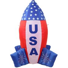 Sunnydaze American Rocket Ship Patriotic Inflatable Decoration - 4-Foot Sunnydaze Decor