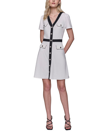 Women's Two-Tone Button-Front Dress Karl Lagerfeld Paris