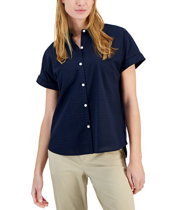 Женская хлопковая рубашка в клетку на пуговицах в тон Tommy Hilfiger