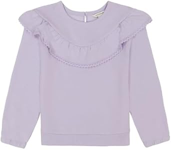 Lucky Brand Girls' Pullover Fleece Crewneck Sweatshirt, Purple Ruffle, 12-14 Lucky Brand