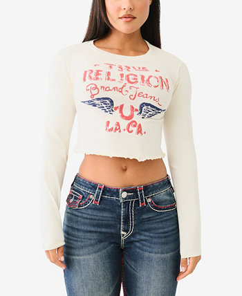 Мужская хлопковая футболка с длинным рукавом True Religion с космическим принтом True Religion