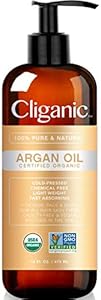 Cliganic Organic Argan Oil, 100% Pure - for Hair, Face & Skin | Cold Pressed Carrier Oil (Packaging May Vary) Cliganic