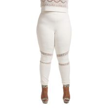 Poetic Justice Plus Size Curvy Women's Lace Insets Pull On Ponte Legging Poetic Justice