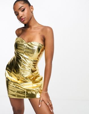 Amy Lynn Lupe dress in textured gold metallic Amy Lynn
