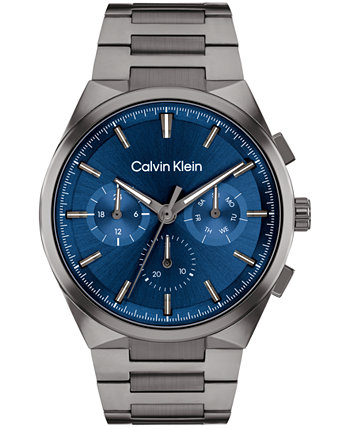 Мужские серые часы Distinguish с браслетом из нержавеющей стали, 44 мм Calvin Klein