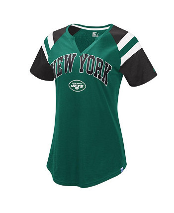 Женская зелено-черная футболка New York Jets Game Ontch Neck реглан Starter