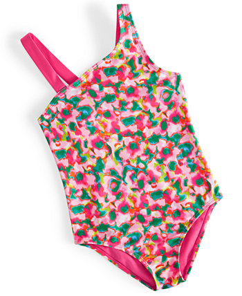 Цельный купальник с размытым цветочным принтом для маленьких девочек, созданный для Macy's ID Ideology