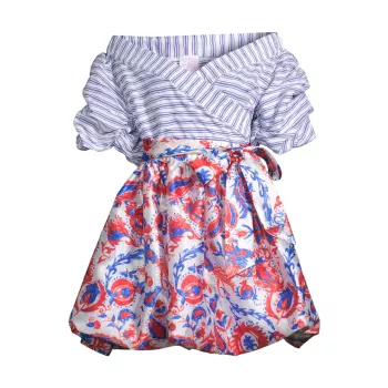 Полоса &amp; Мини-платье Bubble с цветочным принтом Stella Jean