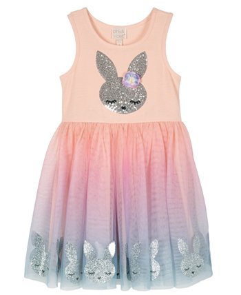 Сетчатое платье с кроликом и пайетками без рукавов для маленьких девочек Pink & Violet