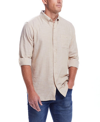 Мужская рубашка из однотонного хлопкового твила с длинными рукавами Weatherproof Vintage