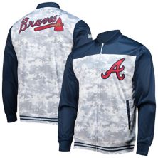 Мужская темно-синяя камуфляжная куртка Stitches Atlanta Braves с молнией во всю длину Stitches