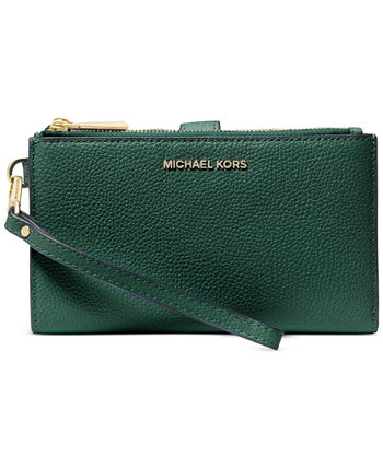 Бумажник Michael Kors Adele Double-Zip Pebble Leather Phone Wristlet Michael Kors